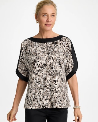 Printed Jersey & Satin Dolman Tee | Chico's